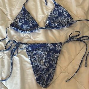 Blue Paisley Bikini Set